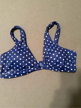 Zaful Navy Blue White Polka Dot Bikini Top